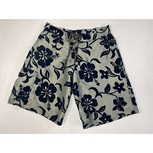 BULLHEAD Mens 29 Board Shorts Burnout Velvet Nylon Dark‎ Blue Gray Made In USA